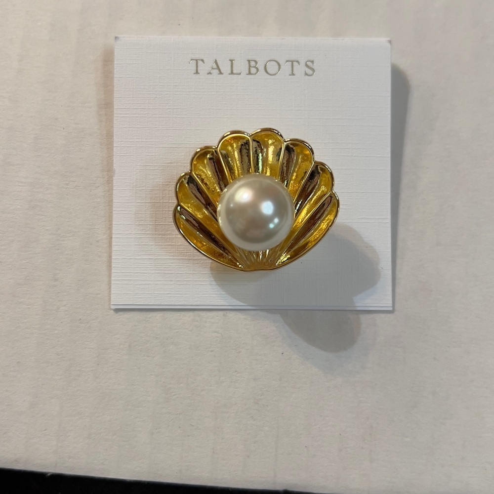 Brooch from Talbots NWT pearl on gold toned shell.